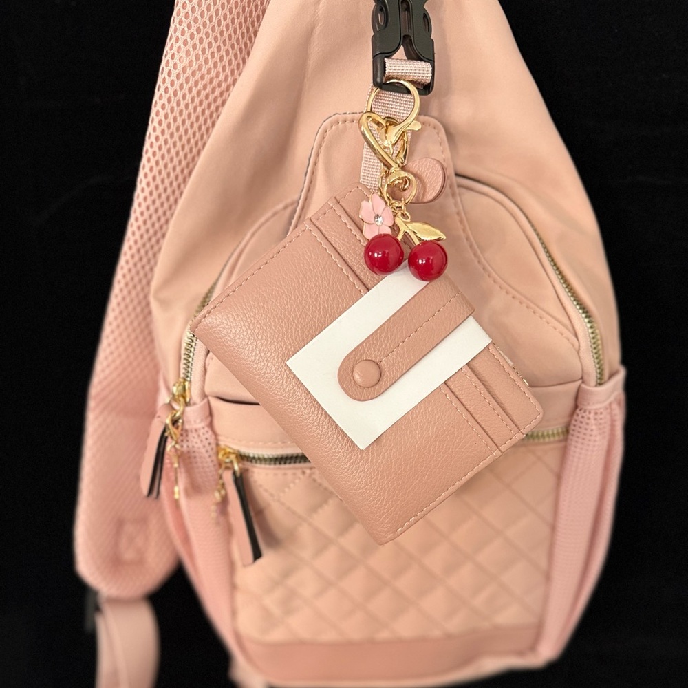Chic Pink Backpack with Card Holder